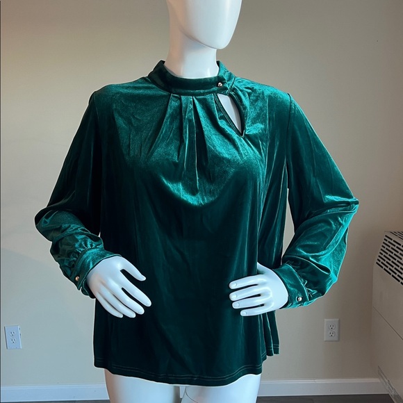 Mock Neck Lantern Sleeve Blouse. - Picture 1 of 10